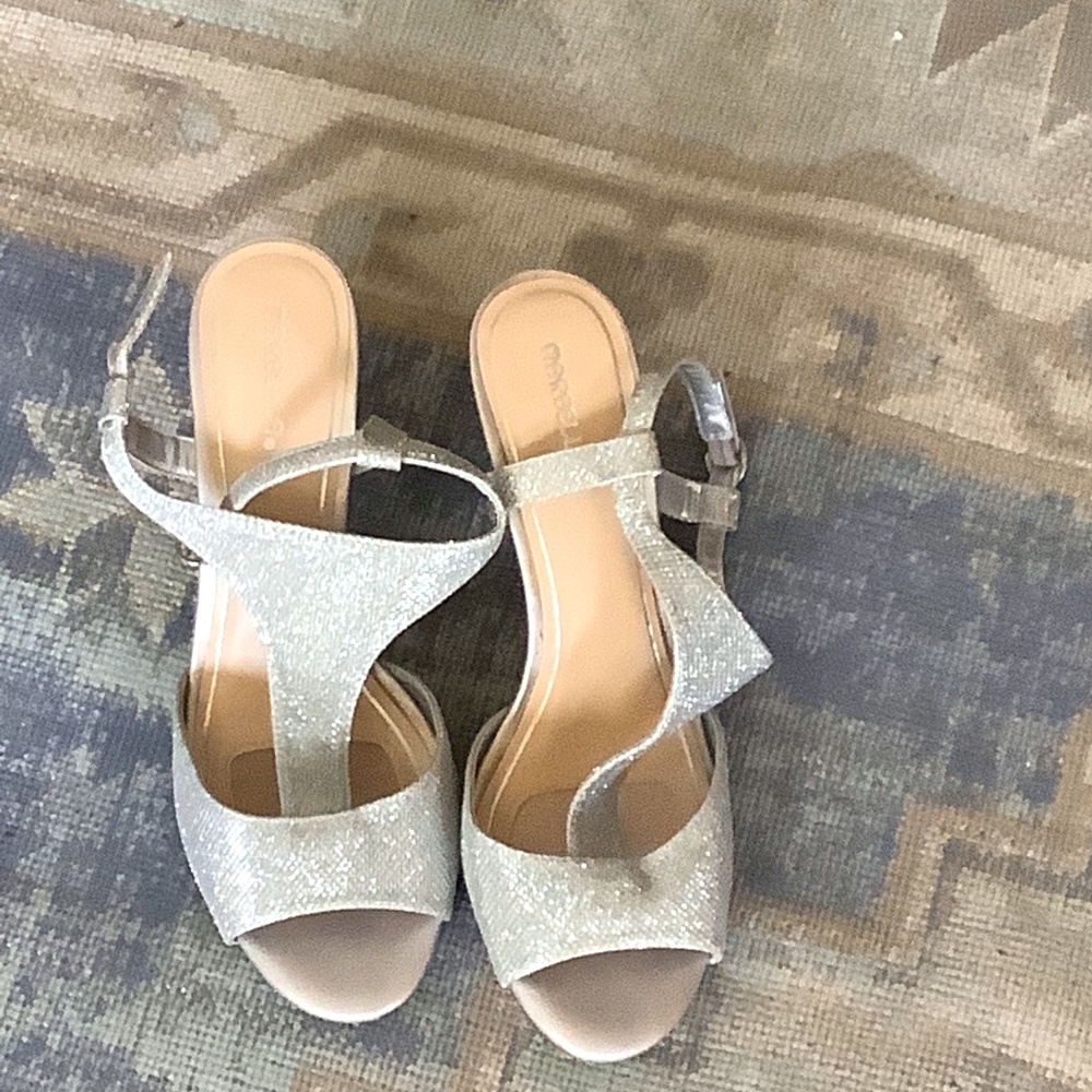 Marbella silver sparkle peep toe heals. Size 12